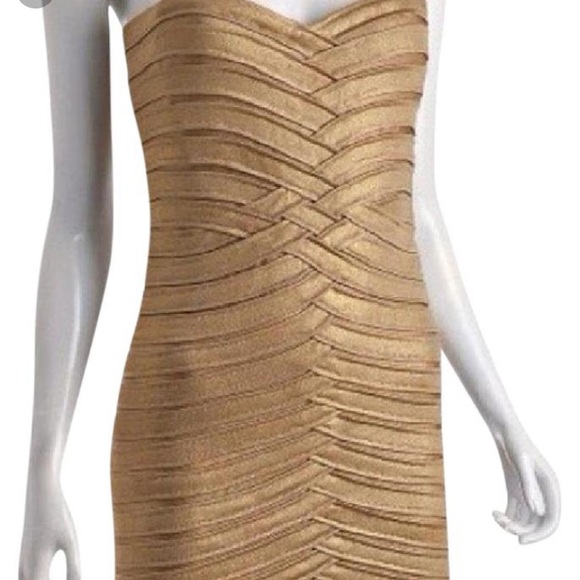 BCBG Gold Bandage Dress - Picture 2 of 3